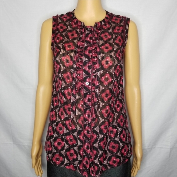 Tory Burch Tops - TORY BURCH SILK BLEND SLEEVELESS BUTTON DOWN TOP EUC 2